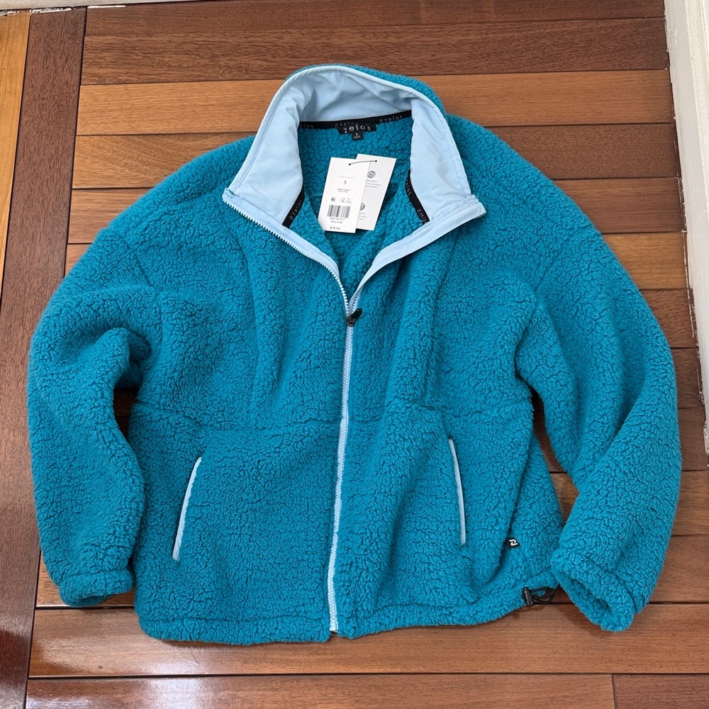 NWT Zelos Teal Plush Sherpa Zip-Up Jacket S